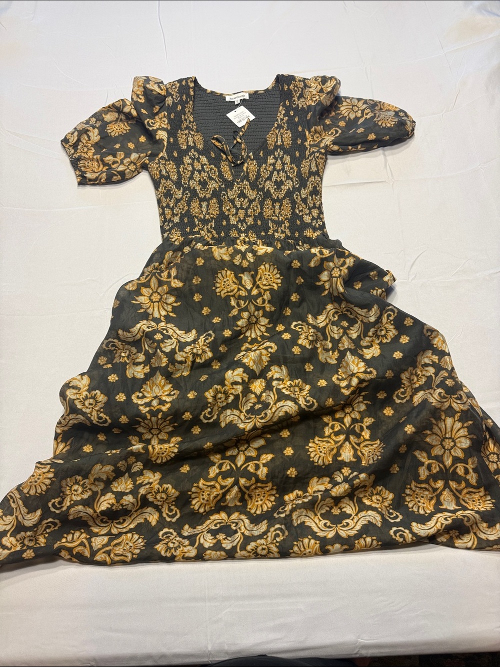 Heartloom Black Maxi Dress with Gold Floral Damask